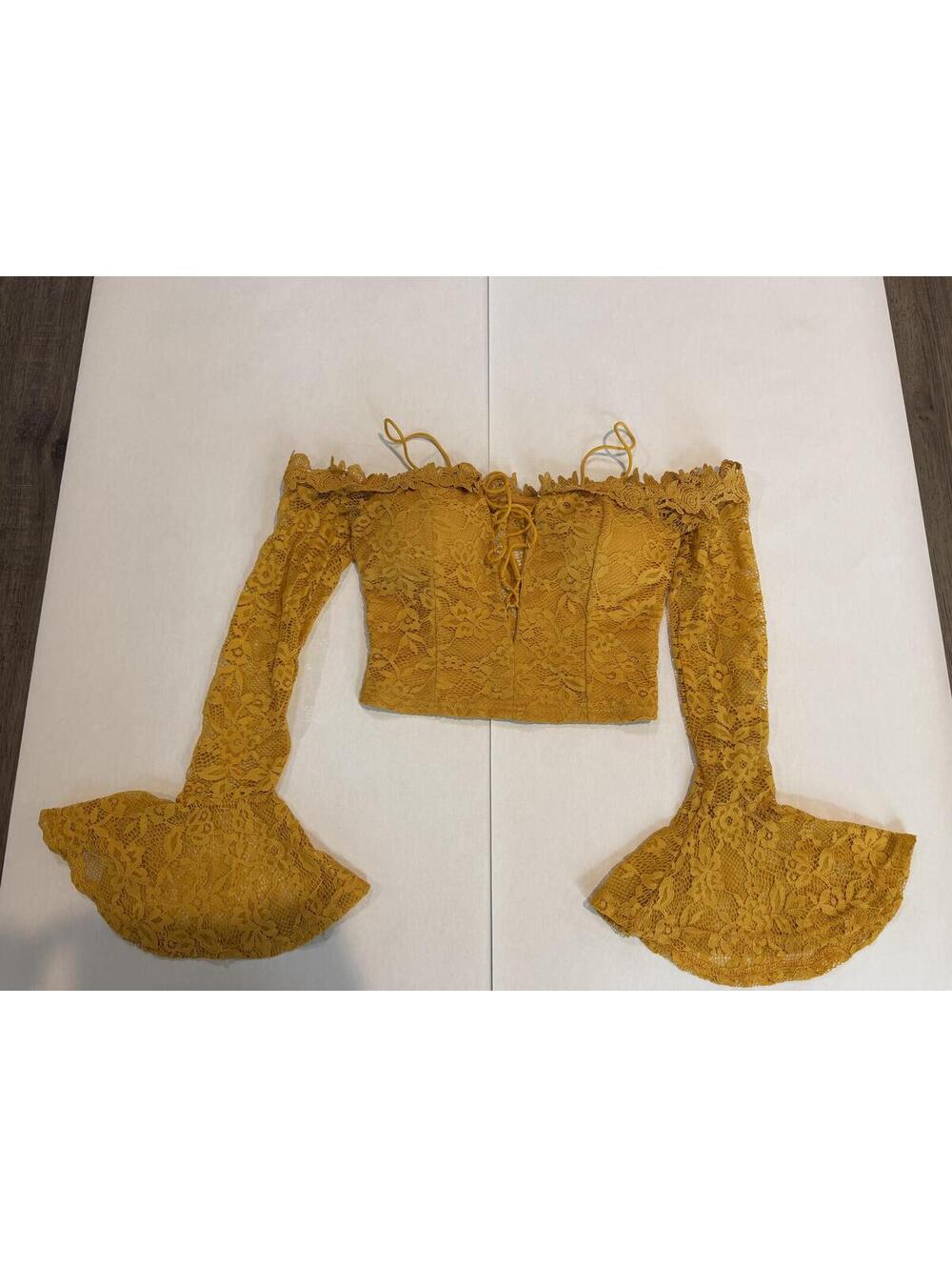 Lace Crop with Bell Sleeve